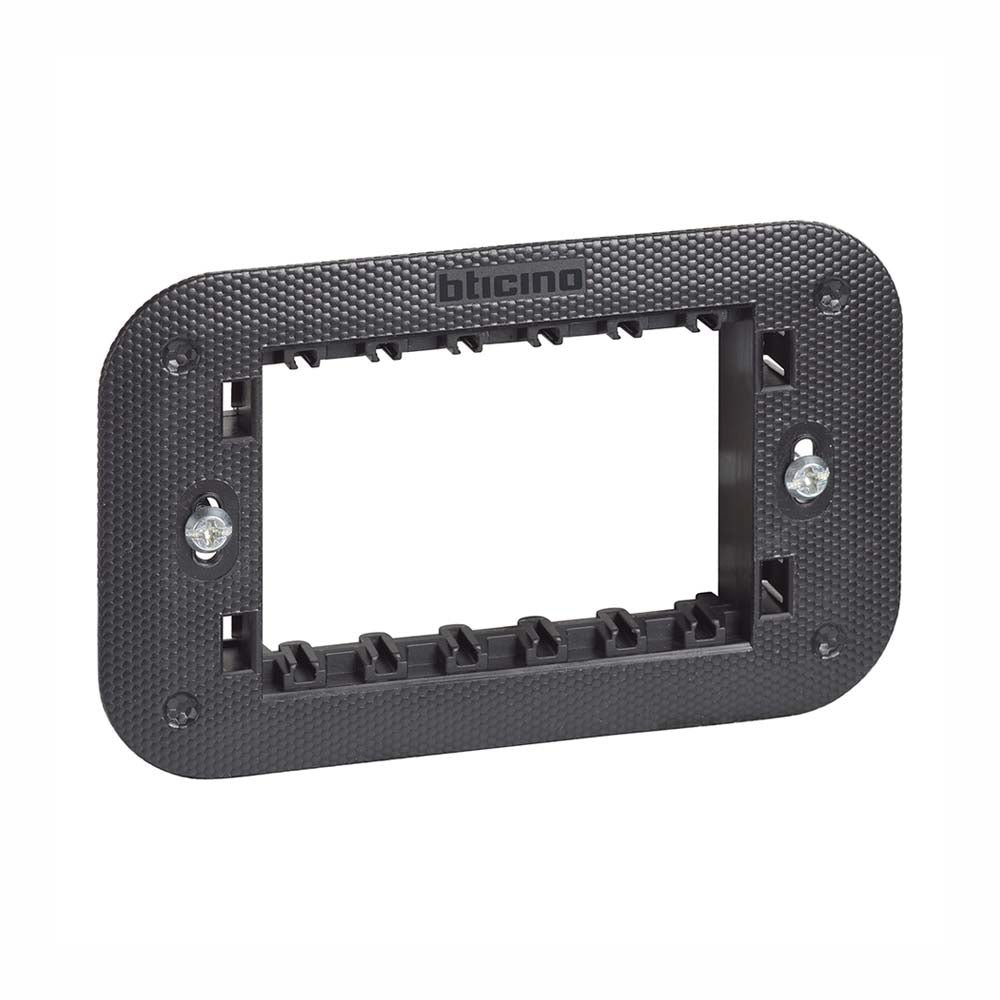 KIT DE 13  SOPORTES 3 MODULOS CON TORNILLOS LINEA LIVING NOW COLOR NEGRO LEGRAND
