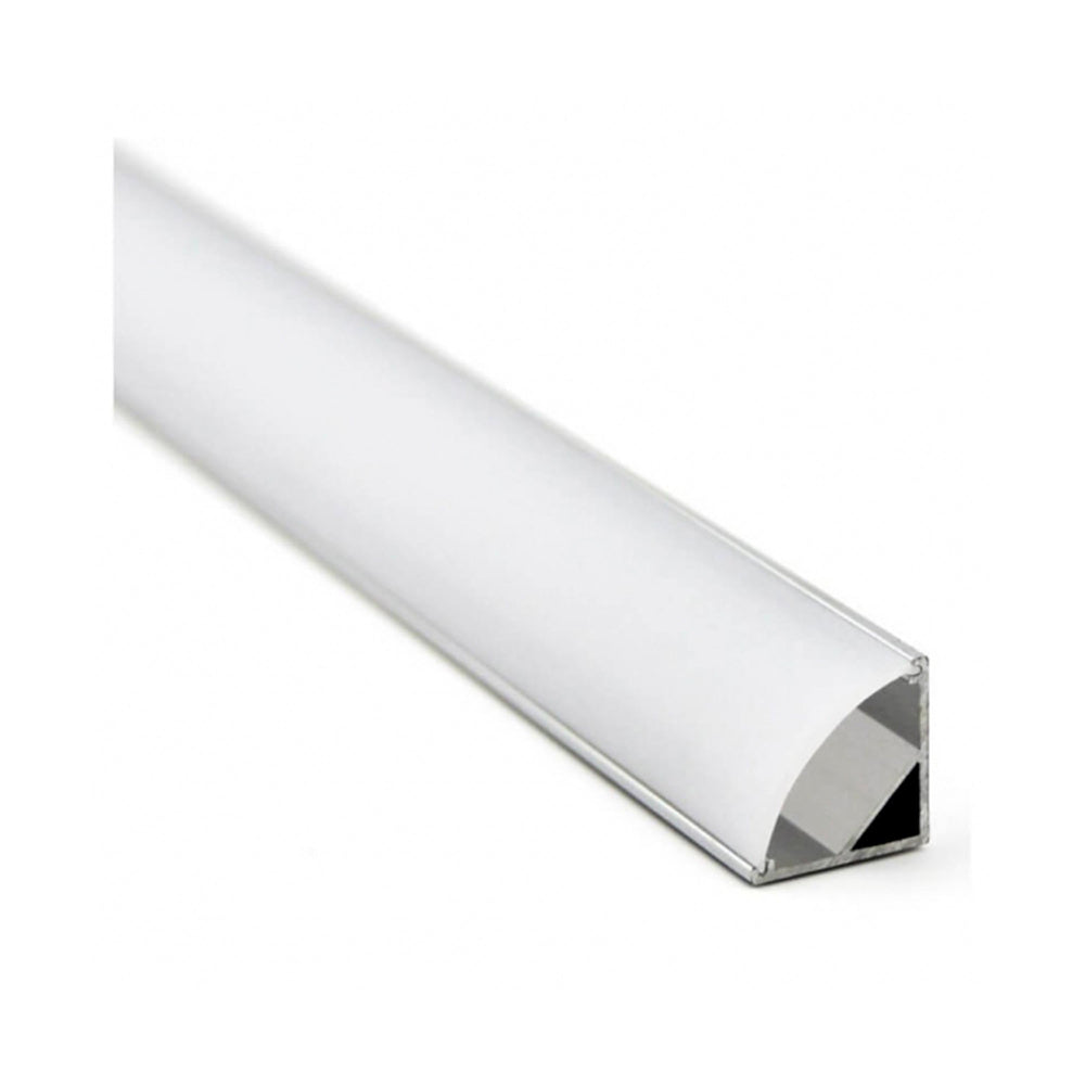 KIT PERFIL P/TIRA EXTRAPLANA LED ESQUINERO (PERFIL ESQUIN ALUM 2M + **MICA DIFUSA CURVA 2M** + 2 TAPAS LAT + 2 GRAPAS DE SOB IP20) ILUMILEDS