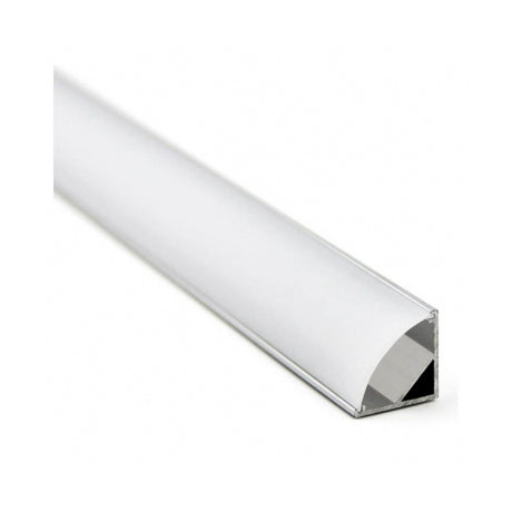 KIT PERFIL P/TIRA EXTRAPLANA LED ESQUINERO (PERFIL ESQUIN ALUM 2M + **MICA DIFUSA CURVA 2M** + 2 TAPAS LAT + 2 GRAPAS DE SOB IP20) ILUMILEDS
