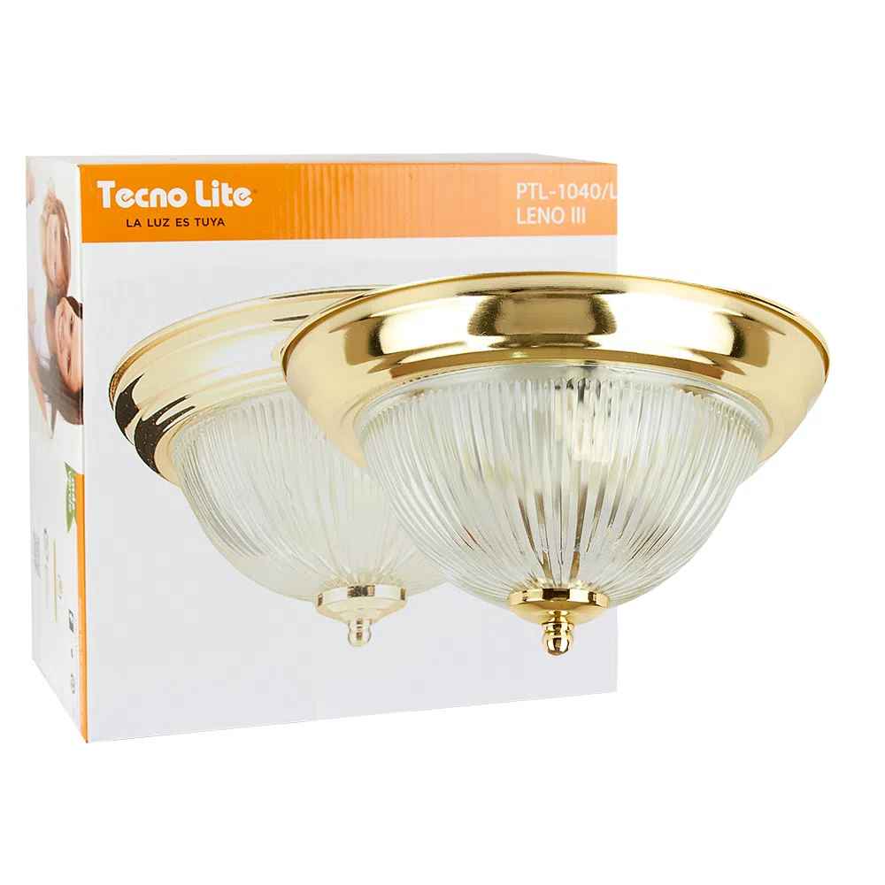 KIT DE 3 PIEZAS DE LÁMPARA DE INTERIOR TECNOLITE LENO III PARA SOBREPONER BASE E27 LATONADO