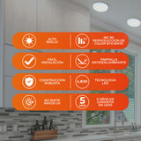 KIT DE 3 PIEZAS DE LÁMPARA DE INTERIOR LED TECNOLITE PADANG PARA SOBREPONER 10W LUZ DE DÍA