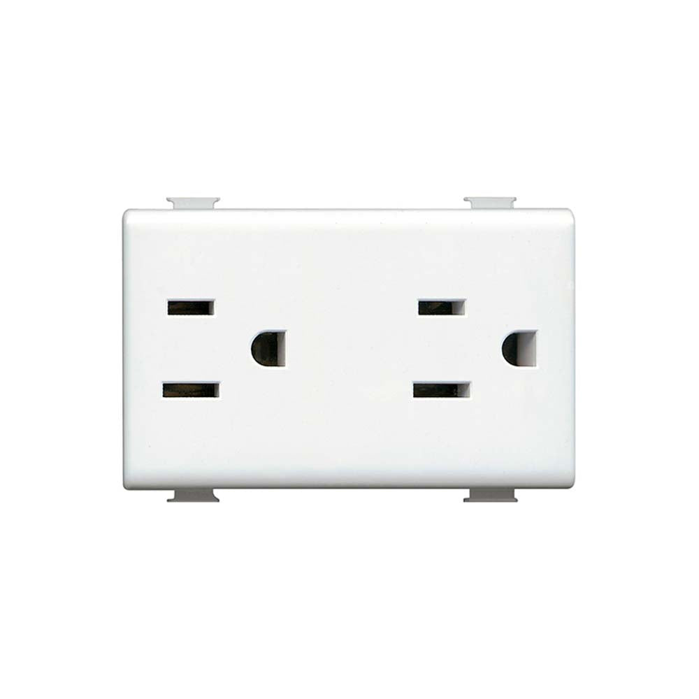 PACK DE 8 TOMACORRIENTE DUPLEX 3 MOD BLANCO 2P+T 15A 127-250V QZ5115DS BTICINO
