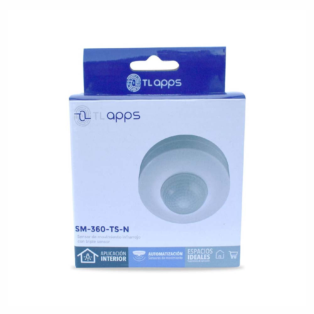KIT DE 3 SENSORES DE MOVIMIENTO DE 360 GRADOS COLOR BLANCO PARA SOBREPONER EN TECHO TRIPLE SENSORES INFRARROJO TECNOLITE