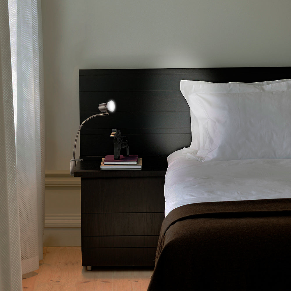 KIT DE 2 PIEZAS DE LAMPARA DE ESCRITORIO TECNOLITE CON ABRAZADERA 6W LUZ SUAVE CALIDA FLEXIBLE FOCO GU10 INCLUIDO