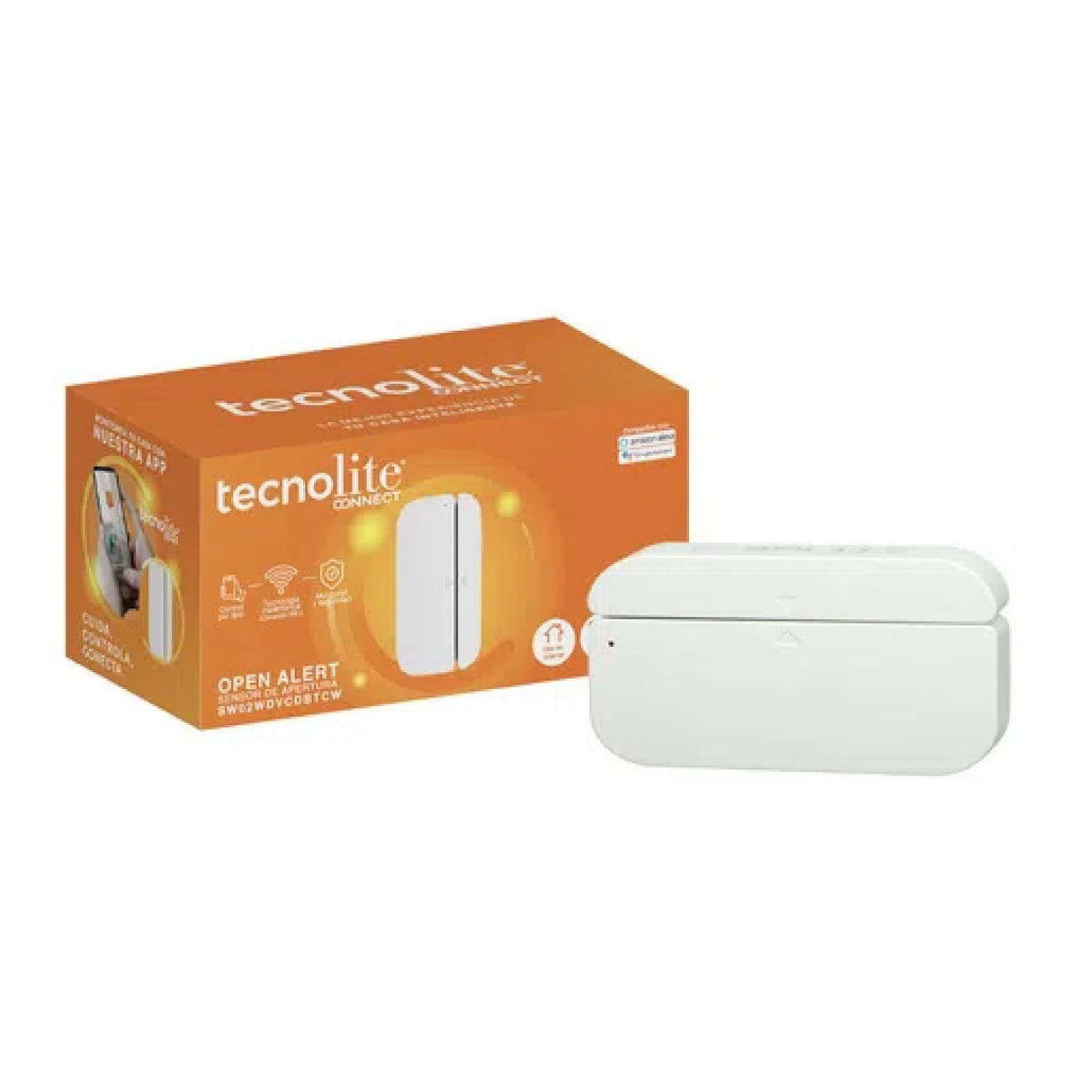 KIT DE 4 PIEZAS DE SENSOR DE APERTURA TECNOLITE OPEN ALERT PARA PUERTAS VENTANAS O CAJONES COMPATIBLE CON APP MOVIL Y ASISTENTES DE VOZ