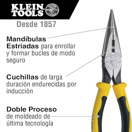 PINZA DE PUNTA CONICA CON CORTE 8" KLEIN TOOLS