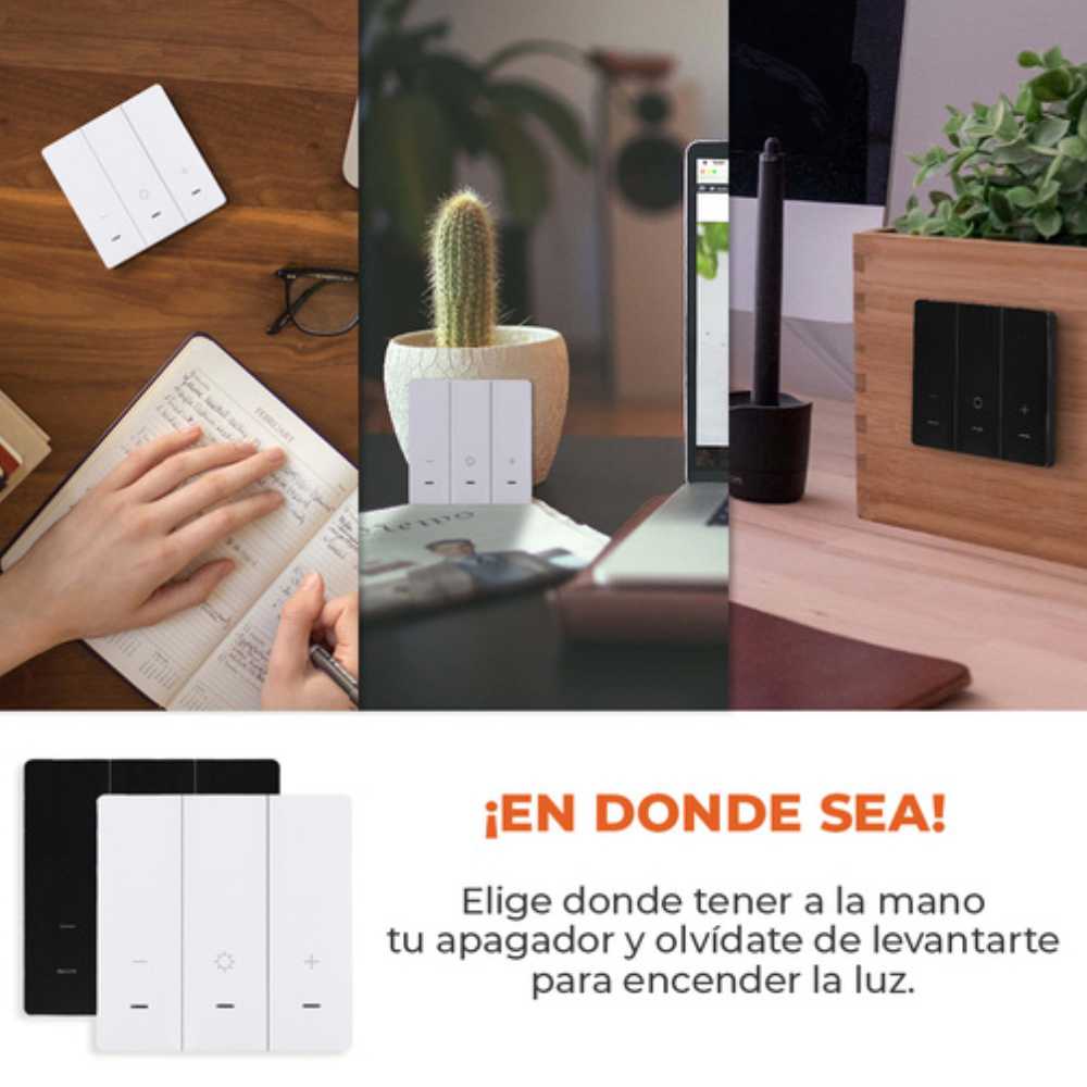 KIT DE 7 PIEZAS DE CONTROL SWITCH 3 INTERRUPTORES C/ATENUADOR S/P .6W 3VCD NEGRO