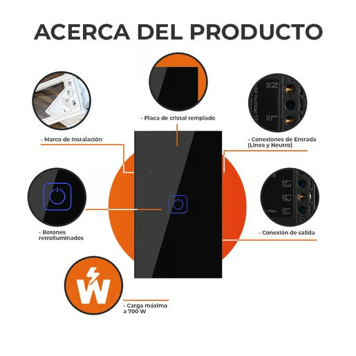 KIT DE 2 PIEZAS DE INTERRUPTOR 1C WIFI C/NEUTRO COLOR NGRO TECNOLITE