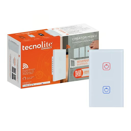 KIT DE 2 PIEZAS DE INTERRUPTOR 2C WIFI S/NEUTRO COLOR BCO