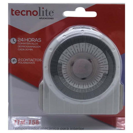 KIT DE 4 TEMPORIZADORES MECANICOS PARA INTERIORES DOBLE CONTACTO COLOR BLANCO TECNOLITE