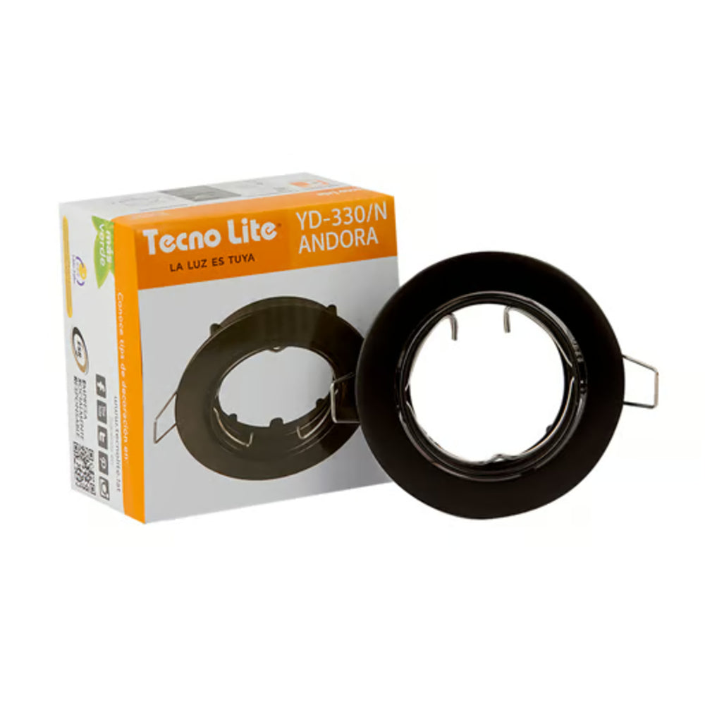 KIT DE 13 PIEZAS DE LÁMPARA DE INTERIOR EMPOTRABLE ANDORA TECNOLITE POTENCIA MÁXIMA 50W BASE GX5.3 FOCO MR16 NO INCLUIDO NEGRO *** OFRECER 46617 ***