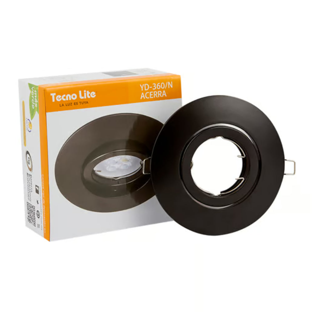 KIT DE 8 PIEZAS DE LÁMPARA DE INTERIROR EMPOTRABLE ACERRA TECNOLITE POTENCIA MÁXIMA 50W BASE GX5.3 FOCO MR16 NO INCLUIDO NEGRO