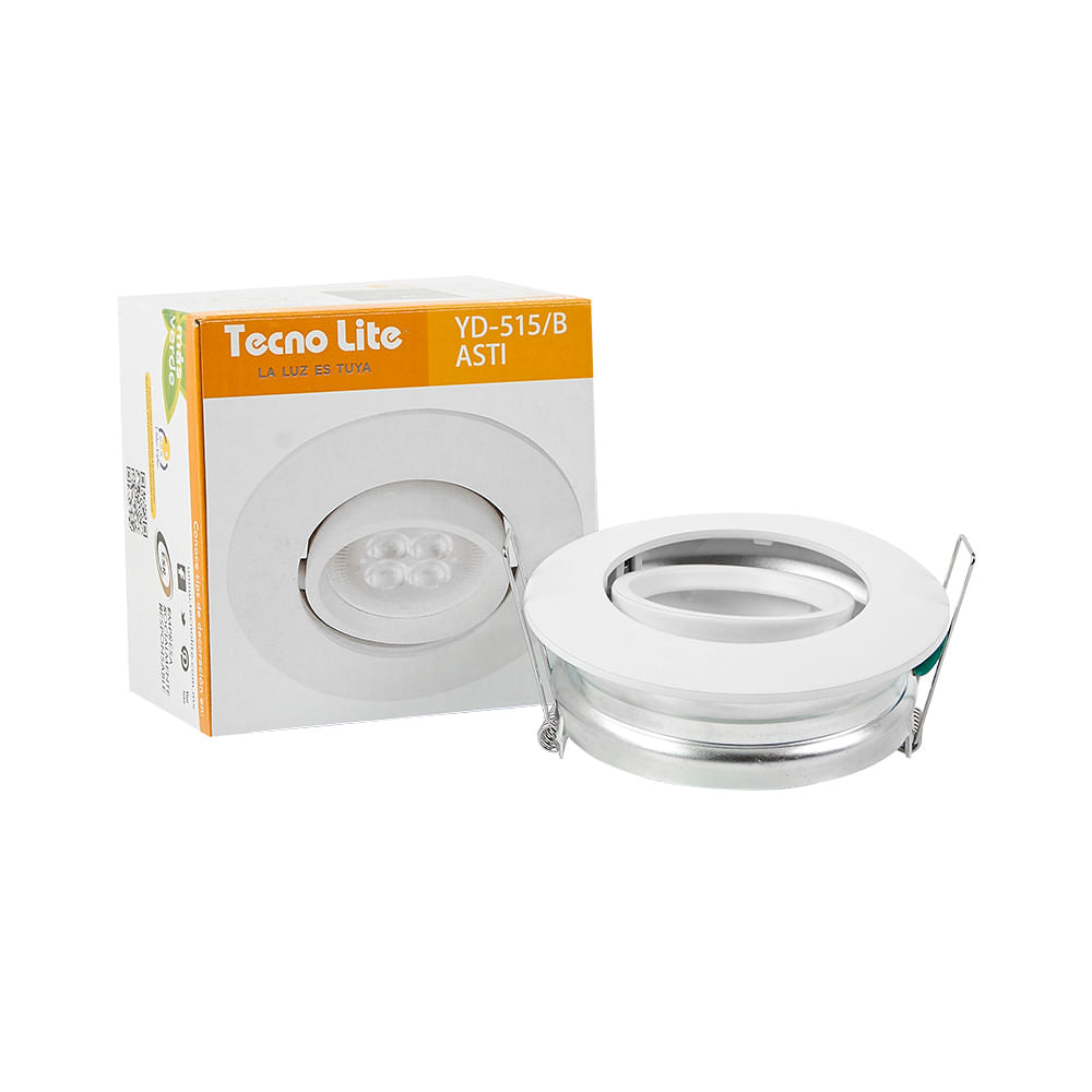 KIT DE 8 PIEZAS DE LAMPARA DE INTERIOR EMPOTRABLE ASTI TECNOLITE POTENCIA MAXIMA 50W BASE GX5.3 FOCO MR16 NO INCLUIDO BLANCO