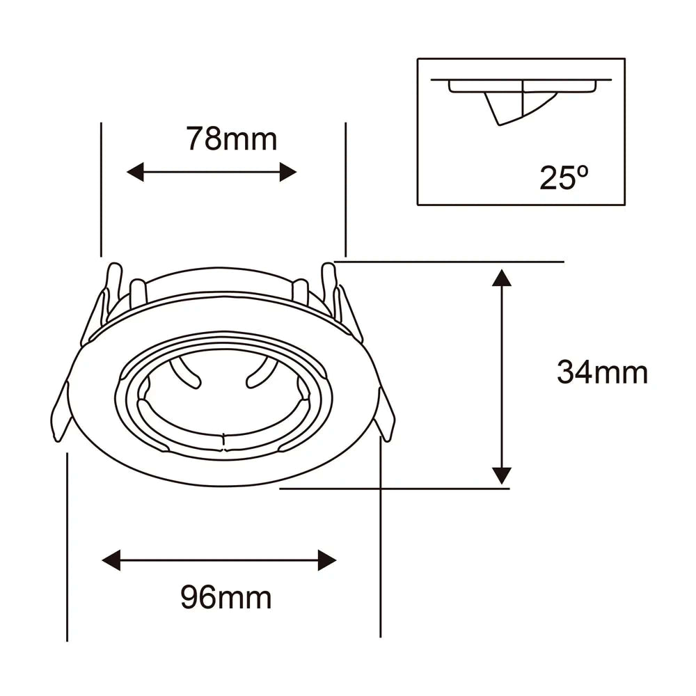 LAMPARA EMPOTRABLE DOWNLIGHT DIRIGIBLE POTENCIA MAX. 50 W BASE GX5.3 FOCO MR16 NO INCLUIDO YD-905/B