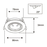 LAMPARA EMPOTRABLE DOWNLIGHT DIRIGIBLE POTENCIA MAX. 50 W BASE GX5.3 FOCO MR16 NO INCLUIDO YD-905/B