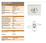 KIT 2 LUMINARIAS EMPOTRABLES TECTUM I BLANCA 9W 240V BLANCO CALIDO YDLEDC-004/30 TECNOLITE