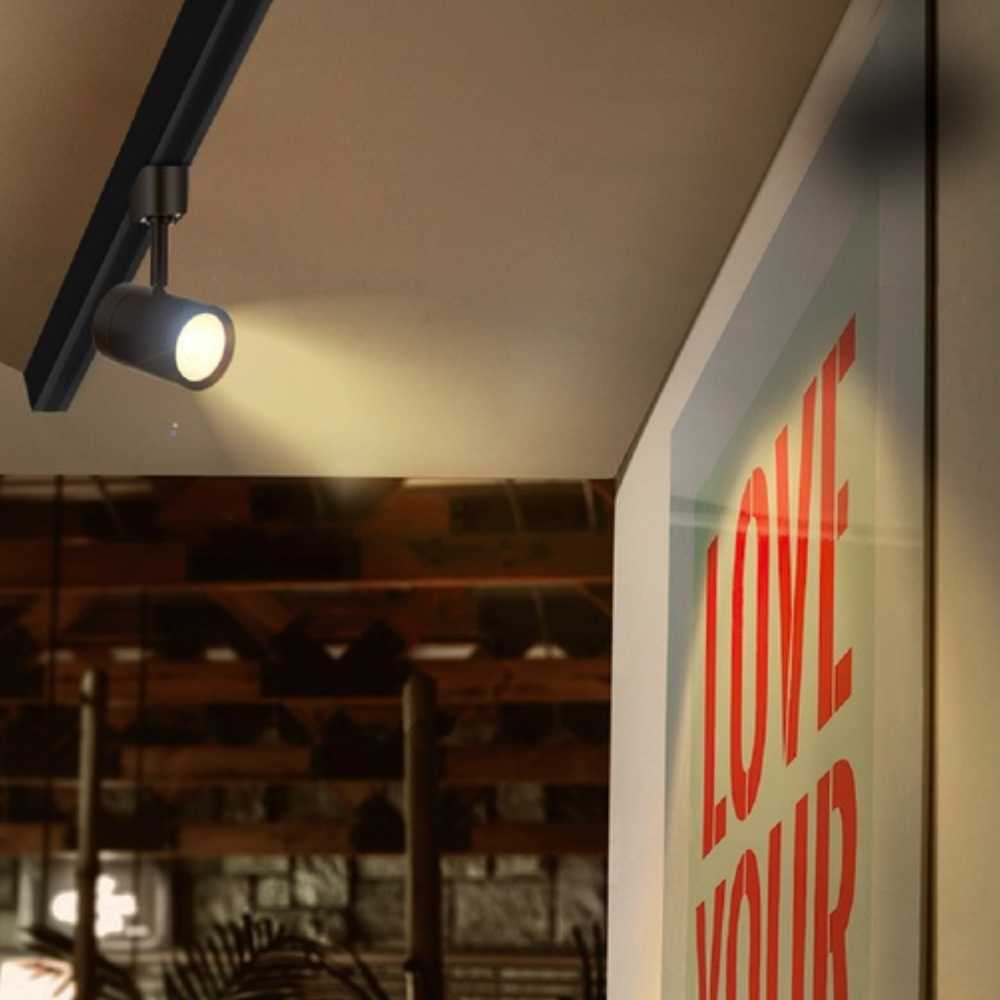 KIT DE 2 PIEZAS DE SPOT DE RIEL LED HALLEY TECNOLITE DIRIGIBLE 7.5W LUZ SUAVE CÁLIDA LED INTEGRADO NEGRO