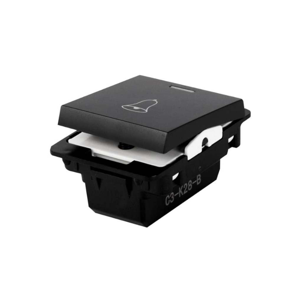 INTERRUPTOR STALO & KRISTALO PULSADOR 1/2 NEGRO MATE 10A 250V