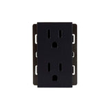 RECEPTACULO DUPLEX STALO & KRISTALO 3/3 NEGRO MATE 15A 127/250V