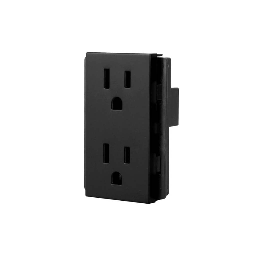 RECEPTACULO DUPLEX STALO & KRISTALO 3/3 NEGRO MATE 15A 127/250V