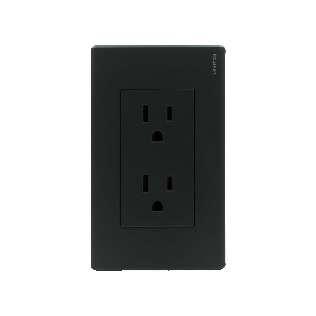 RECEPTACULO DUPLEX STALO & KRISTALO 3/3 NEGRO MATE 15A 127/250V