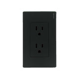 RECEPTACULO DUPLEX STALO & KRISTALO 3/3 NEGRO MATE 15A 127/250V