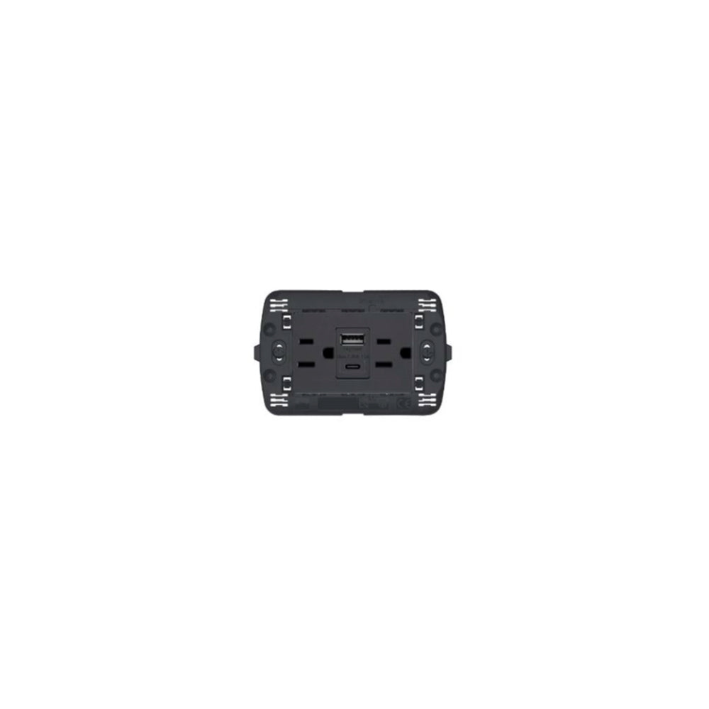 TOMA DE CORRIENTE DUPLEX 2P+T CON 2 USB A+C COLOR ANTRACITA  3 MOD