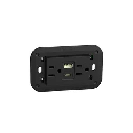 TOMA DE CORRIENTE DUPLEX 2P+T CON 2 USB A+C COLOR ANTRACITA  3 MOD