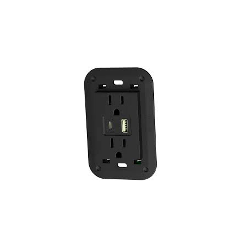 TOMA DE CORRIENTE DUPLEX 2P+T CON 2 USB A+C COLOR ANTRACITA  3 MOD