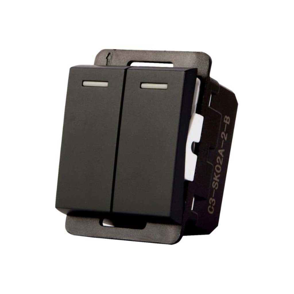S&K INTERRUPTOR 1P DOBLE 1/2 NEGRO MATE 10A-250VCA
