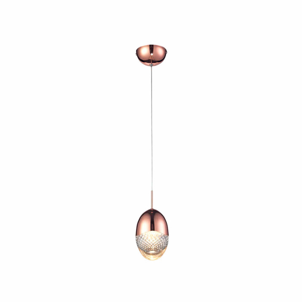 LUMINARIA LED COLGANTE CRISTAL/COBRE 1X5W. PADME *** HA. LUMI ***