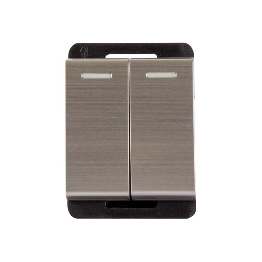 INTERRUPTOR 3 VIAS STALO & KRISTALO DOBLE 1/2 ACERO 10A-250VCA
