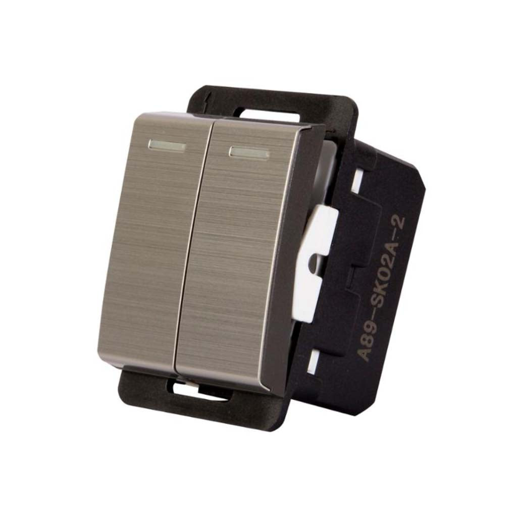 INTERRUPTOR 3 VIAS STALO & KRISTALO DOBLE 1/2 ACERO 10A-250VCA