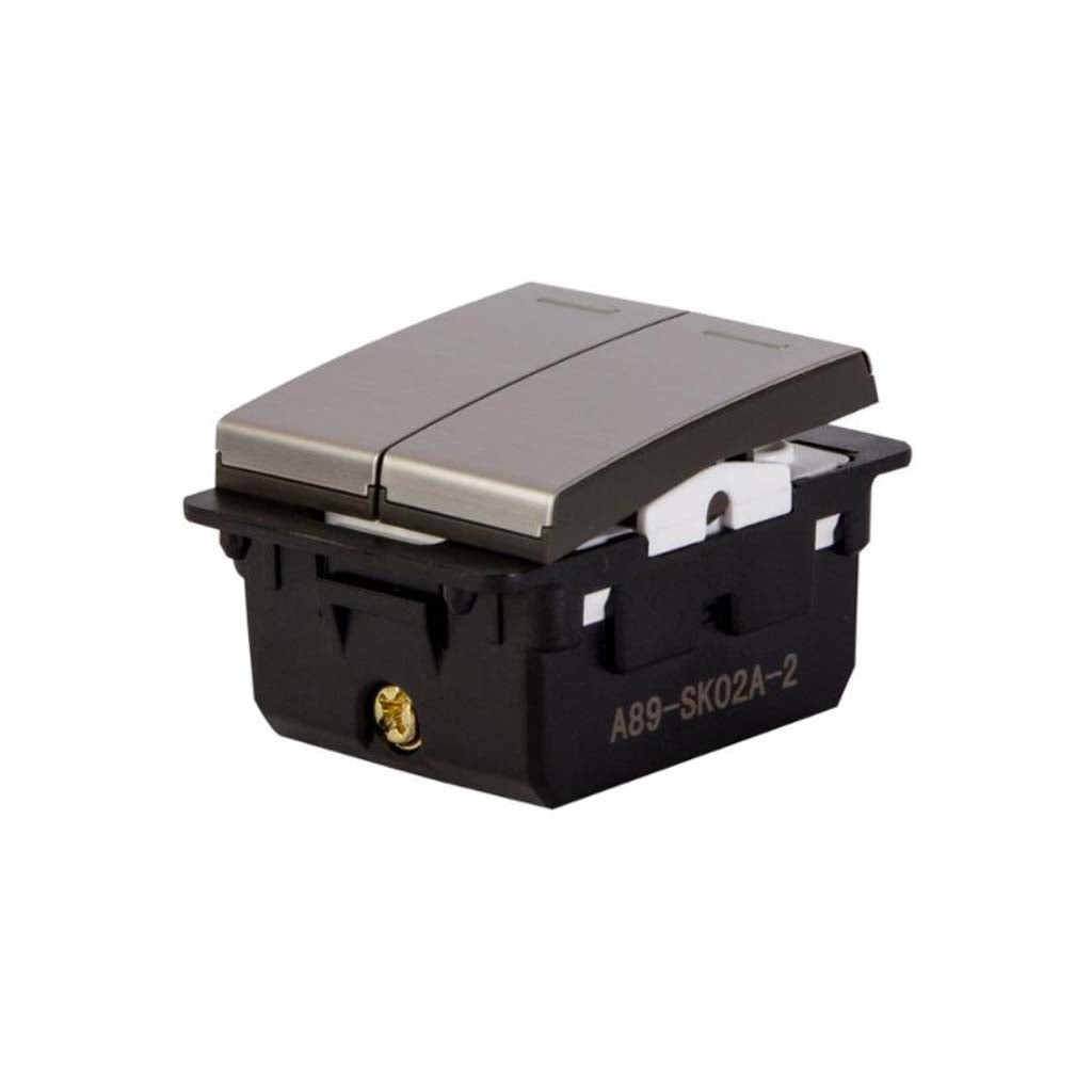 INTERRUPTOR 3 VIAS STALO & KRISTALO DOBLE 1/2 ACERO 10A-250VCA