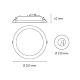 DOWNLIGHT LED EMPOTRAR LUNA 23 SSD 25W/105-140V. BLANCO 4000K LUZ NUETRA ELECTROMAG