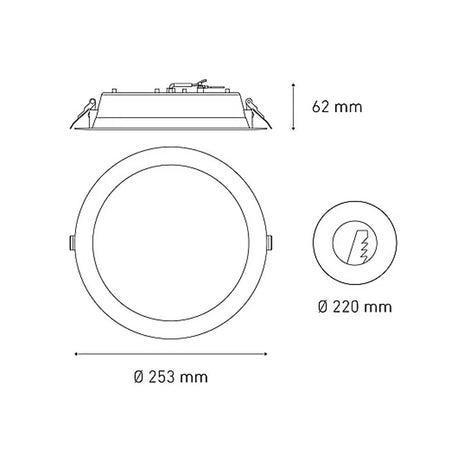 DOWNLIGHT LED EMPOTRAR LUNA 23 SSD 25W/105-140V. BLANCO 4000K LUZ NUETRA ELECTROMAG