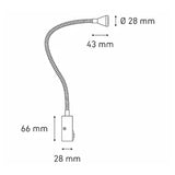 LUMINARIO LED SOBREPONER MURO SWAN I 1.6W/100-240V. APAGADOR Y BRAZO METALICO FLEXIBLE ANODIZADO 4000K LUZ NEUTRA ELECTROMAG