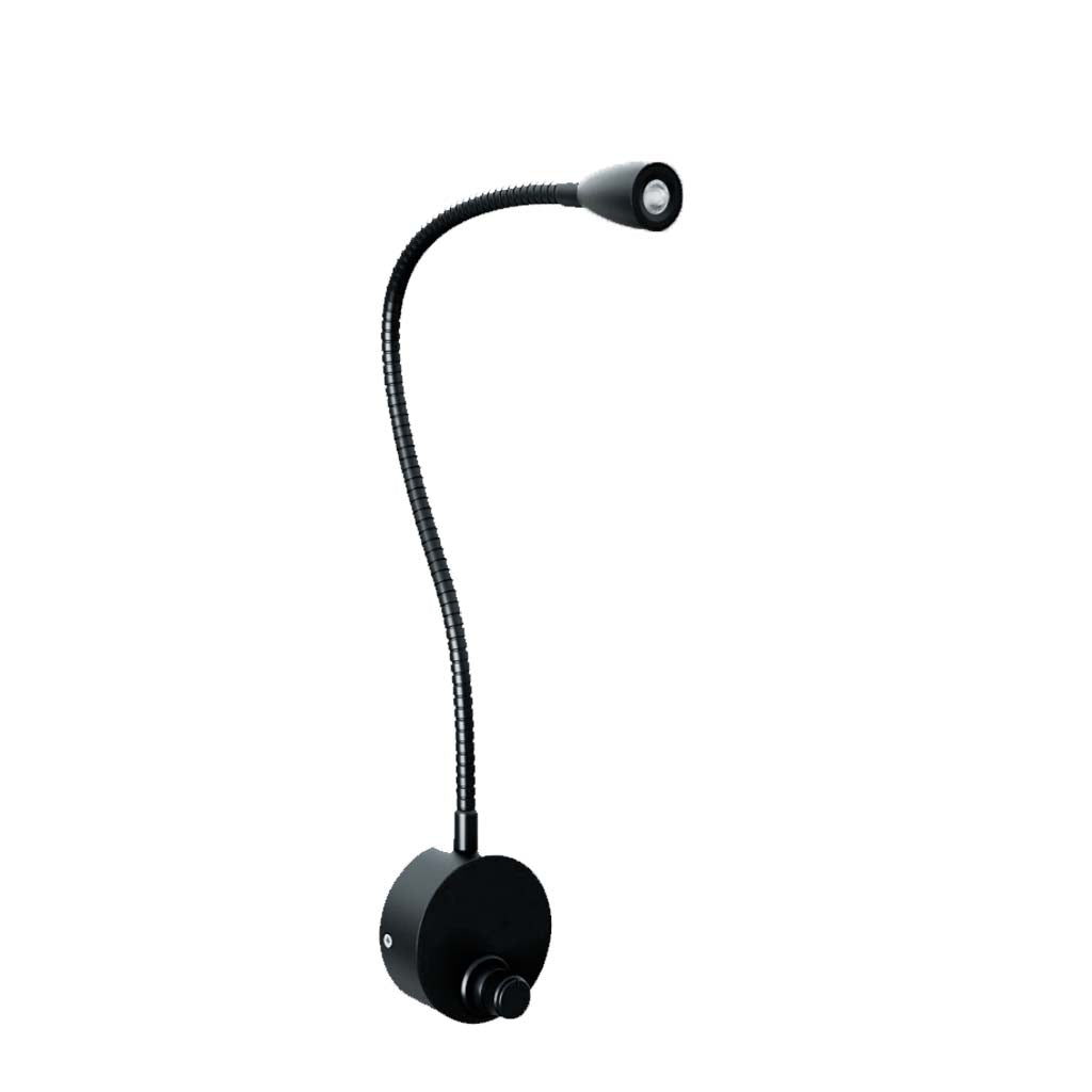 LUMINARIO LED SOBREPONER MURO SWAN II 1.7W/100-240V. APAGADOR Y BRAZO METALICO FLEXIBLE ANODIZADO 4000K LUZ NEUTRA ELECTROMAG