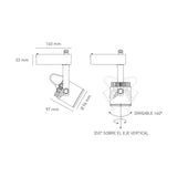 LUMINARIO LED RIEL 20W/100-305V. 45 C20-R NEGRO 3000K LUZ CALIDA ELECTROMAG