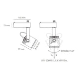 LUMINARIO LED RIEL 20W/100-305V. 45 C20-R NEGRO 4000K LUZ NEUTRA ELECTROMAG