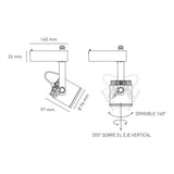 LUMINARIO LED RIEL 20W/100-305V. 45 C20-R NEGRO 4000K LUZ NEUTRA ELECTROMAG