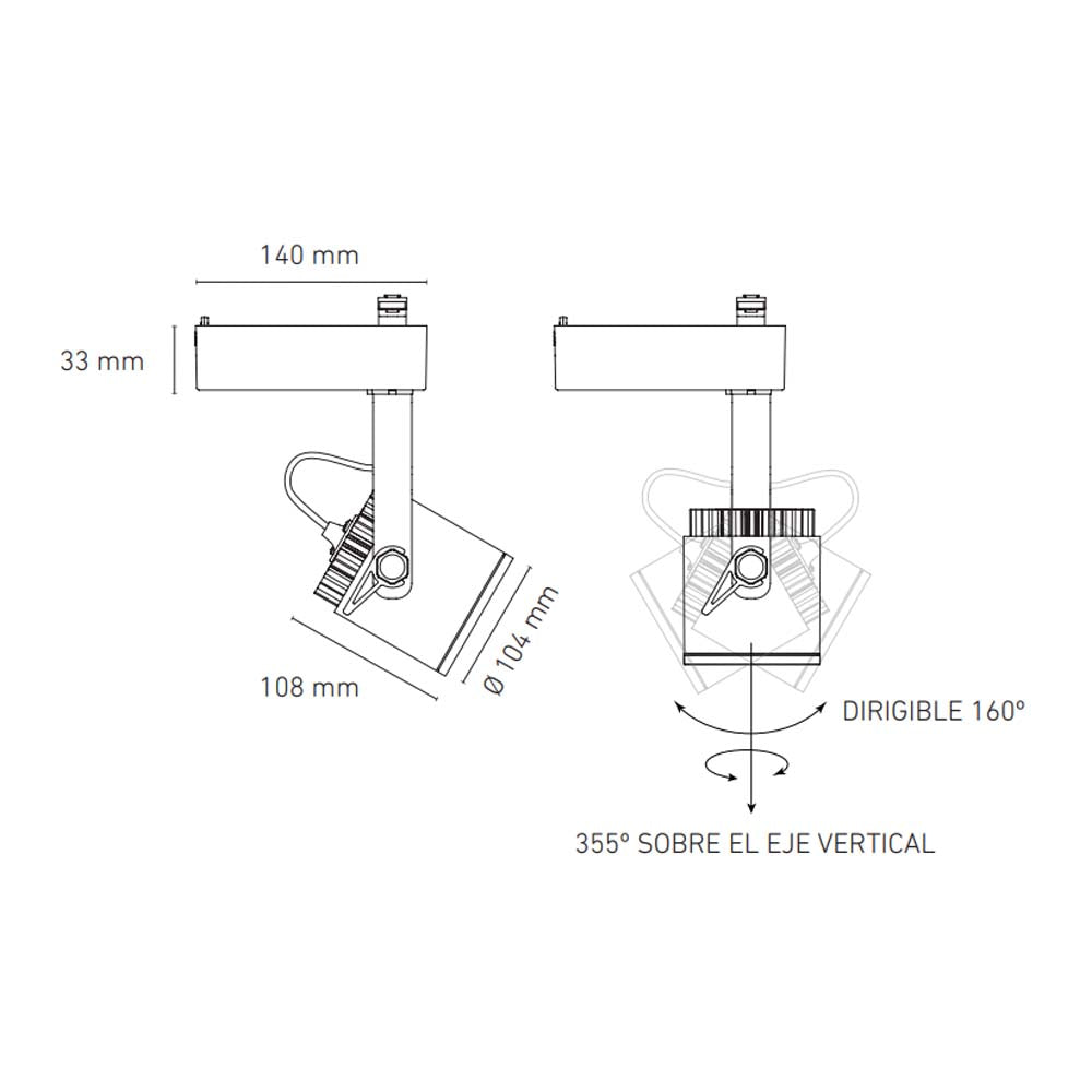 LUMINARIO LED RIEL 29W/100-305V. 24 C30-R NEGRO 3000K LUZ CALIDA ELECTROMAG
