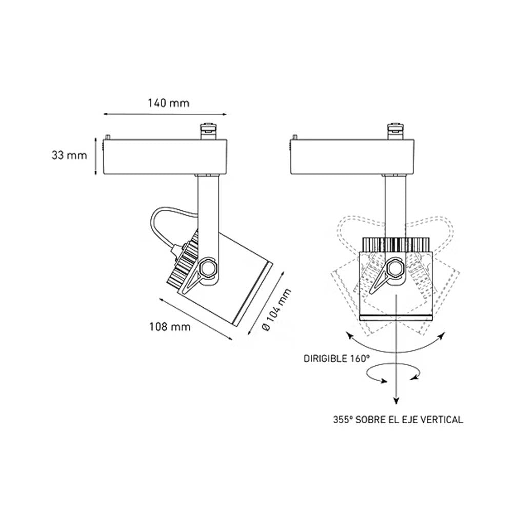 LUMINARIO LED RIEL 29W/100-305V. 24 C30-R BLANCO 4000K LUZ NEUTRA ELECTROMAG