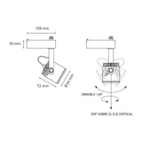 LUMINARIO LED RIEL 12W/100-305V. 45 C12-R NEGRO 4000K LUZ NEUTRA ELECTROMAG