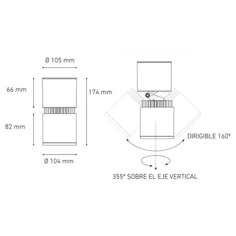 LUMINARIO LED SOBREPONER 29W/100-305V. 45 C30-S NEGRO 4000K LUZ NEGRA ELECTROMAG