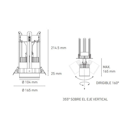 LUMINARIO LED EMPOTRAR 20W/100-305V. 24 C20-E NEGRO 3000K LUZ CALIDA ELECTROMAG