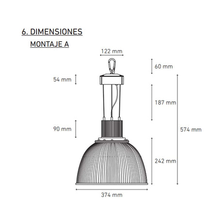 CAMPANA LED 14/50 52W 127V AFP 6000K GRIS ACERO SSD *** HAE ***