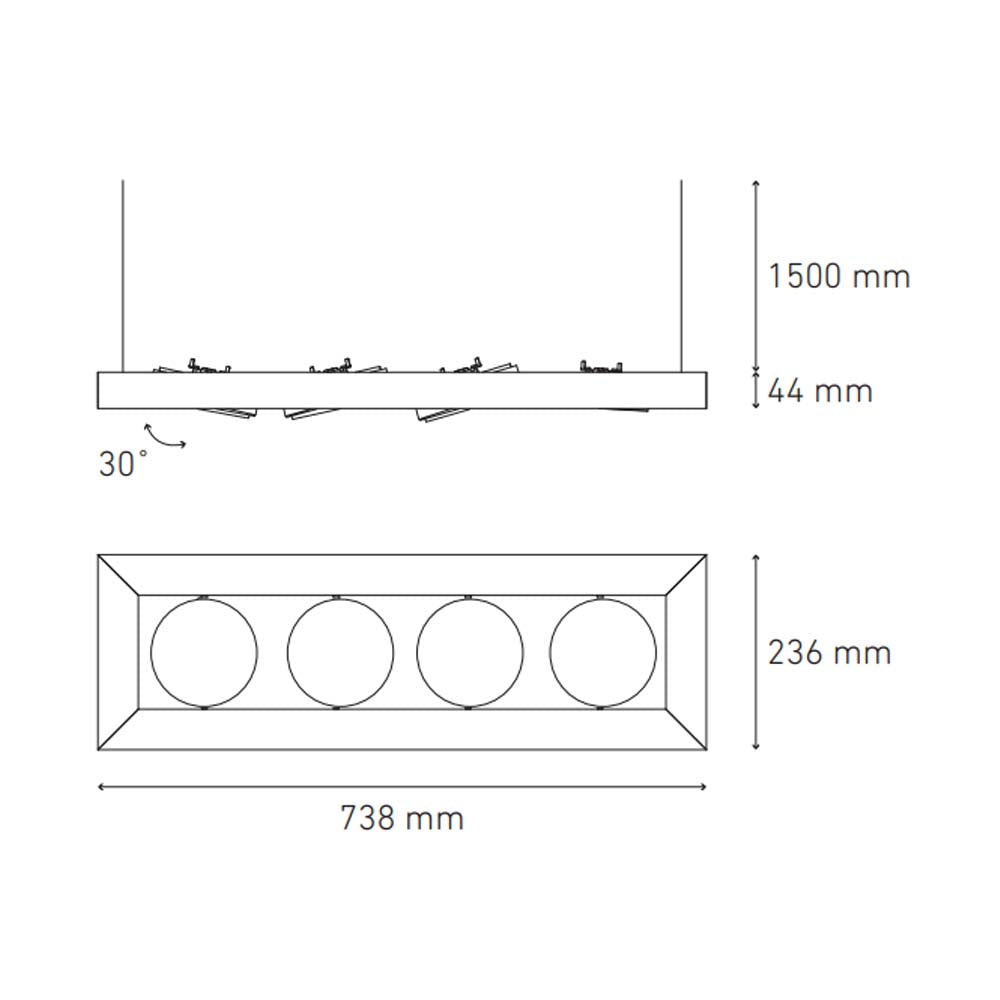 LUMINARIO ALPHA SUSPENDIDO IV L LED NEGRO *** NO INCLUYE LAMPARA *** ELECTROMAG