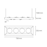 LUMINARIO ALPHA SUSPENDIDO IV L LED NEGRO *** NO INCLUYE LAMPARA *** ELECTROMAG