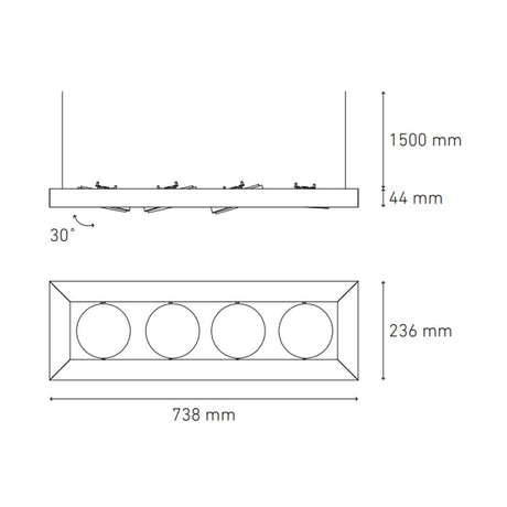 LUMINARIO ALPHA SUSPENDIDO IV L LED NEGRO *** NO INCLUYE LAMPARA *** ELECTROMAG